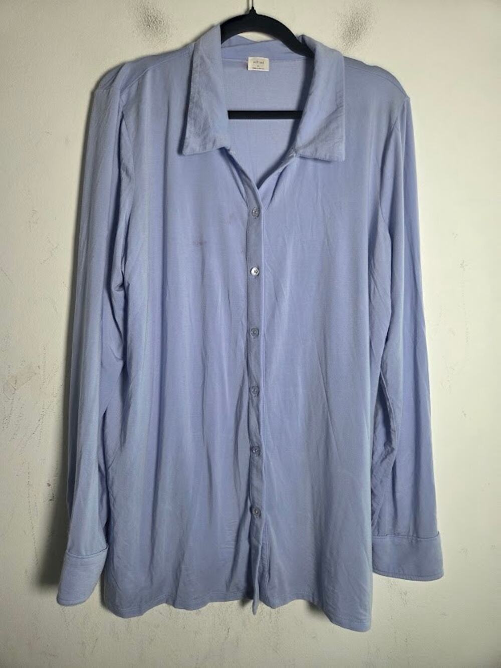 Wilfred Aritza Periwinkle Blue "Pose" Relux Jersey Button Down Blouse size XL